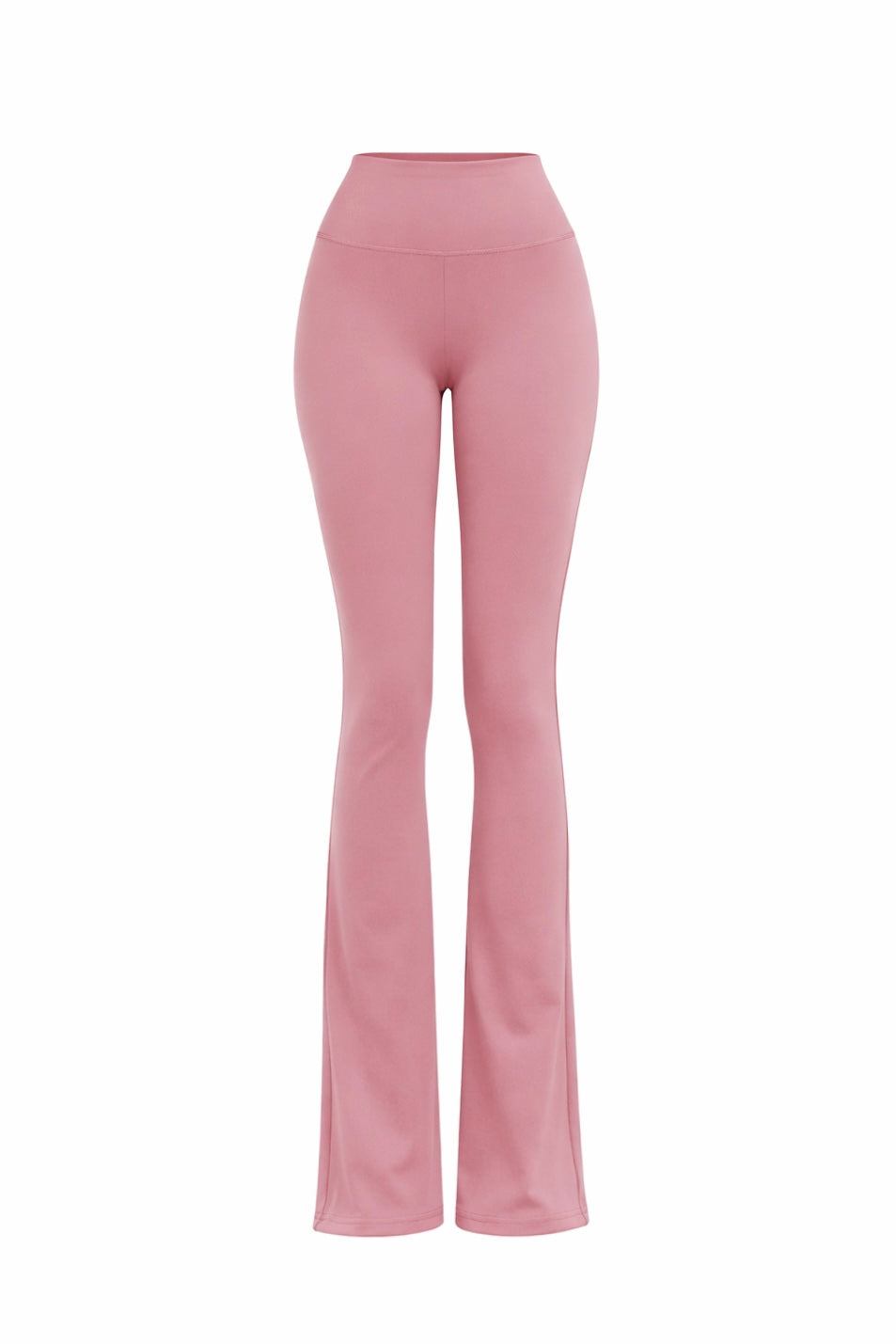 mini flare Pink yoga pants on a white background