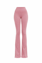 mini flare Pink yoga pants on a white background